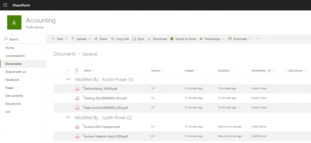 Screenshot d.velop documents for M365