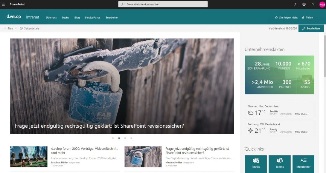 Screenshot d.velop documents for M365
