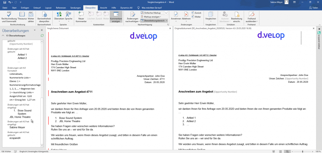 Screenshot d.velop documents for M365