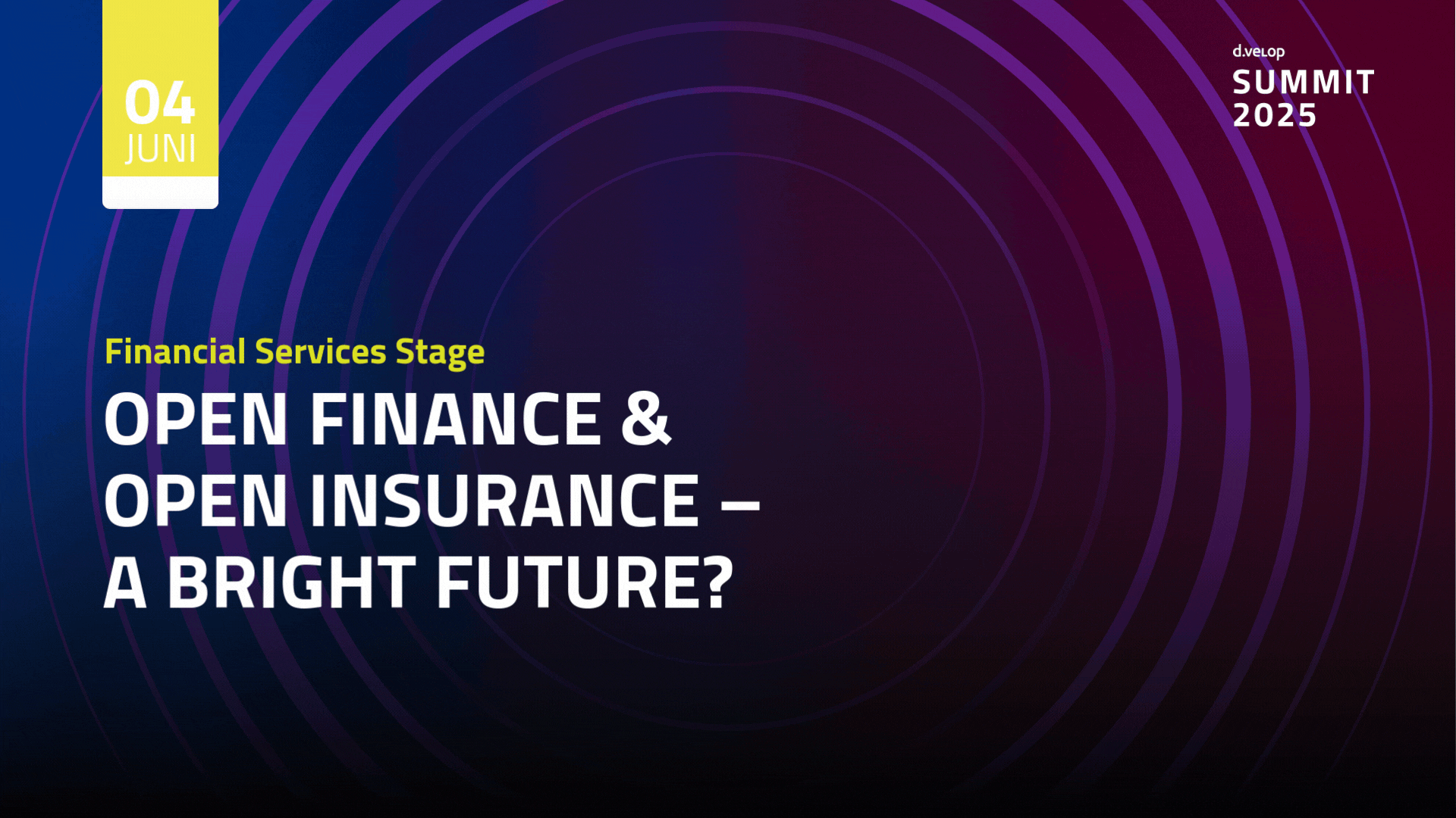 Die Grafik zeigt eine Keynote der financial services stage